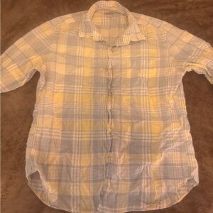 J. Crew Light Blue and Soft Yellow Checkered Shirt